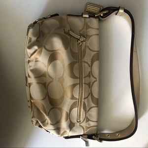 Coach Beige and Gold Shoulder Bag